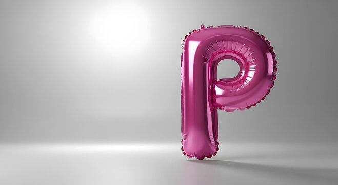 Shiny Pink Letter P Balloon Floating In Studio image