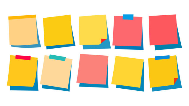 set of blank memo pads in bright yellow and red for office reminders.