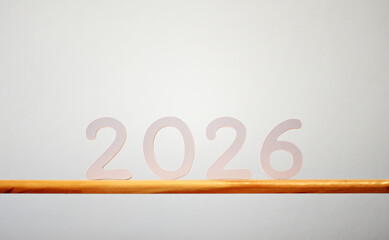 2026 Minimal White Background &mdash; New Year Fresh Start and New Beginning Concept