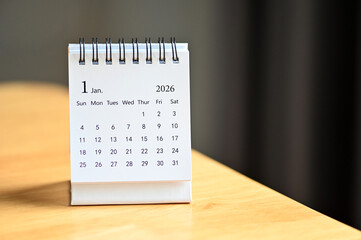 2026 January Table Calendar &mdash; First Month of Work and New Beginnings