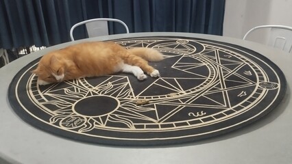 Orange Cat emerge from magic portal