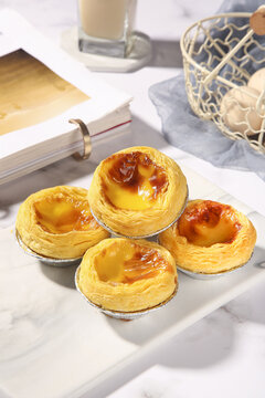 Portuguese Egg Tarts Macau Style Creamy Custard Pastry Dessert Traditional Western Flavor Crispy Shell