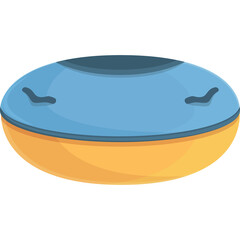 Stylized Cartoonish Blue and Orange Blob with Simple Face Detail on a Transparent Background Representing a Friendly Character or Abstract Shape