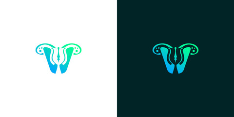 Elegant Abstract Letter V Logo Design Featuring a Stylized Illustration - Modern Vector Branding
