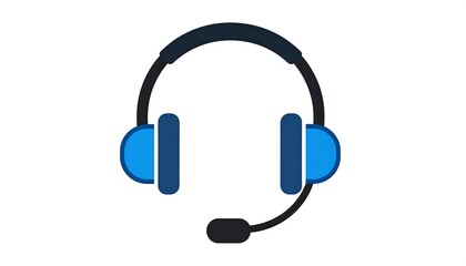 Blue headset with microphone for customer support services.