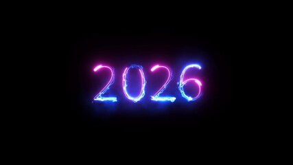 Electrifying "2026" plasma-glow animation featuring vibrant red and purple energy arcs—ideal for futuristic branding, tech event intros, and sci-fi themed digital campaigns.