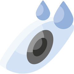 Stylized Eye Icon With Falling Water Droplets Indicating Dryness Or Tears On Transparent Background In Light Blue And Gray Tones