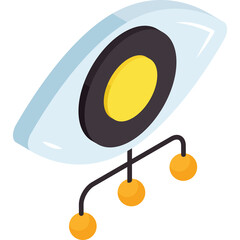 Stylized Eye Icon With Data Connections In A Modern Digital Aesthetic With Blue White And Yellow Tones On A Transparent Background Representing Vision And Information Transfer