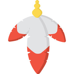 Stylized Feather With Red And White Petal Like Shapes And Yellow Tip On Transparent Background