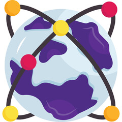 Stylized Earth Globe with Orbiting Satellites Connected by Network Lines Digital Art Isolated on White Background