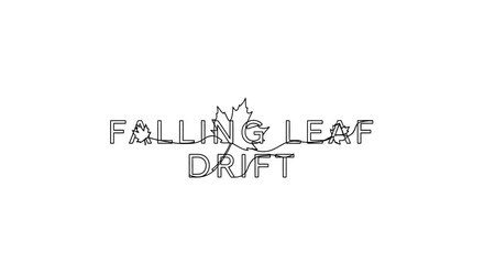 Minimalist line art of falling leaf drift concept with seasonal nature theme