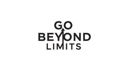 Motivational graphic with the message go beyond limits and upward arrow symbol for growth