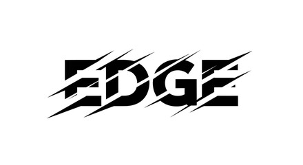 Dynamic word edge design representing strength and sharp black letters with slashing details