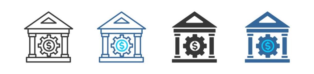 financial icon set multiple style collection	