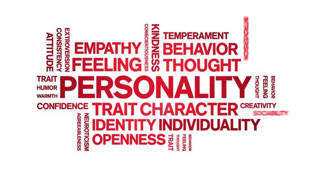 Personality animated word cloud-text design animation tag kinetic typography seamless loop.