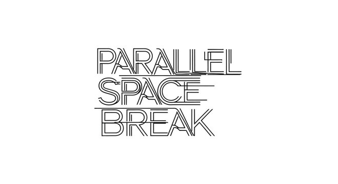 Abstract typographic artwork showcasing parallel space break with line art effect