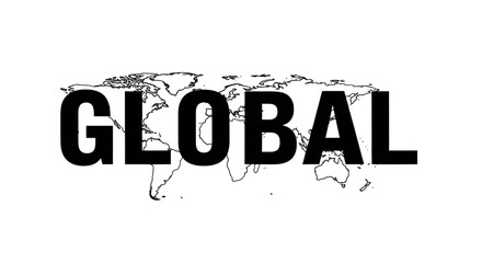 Abstract vector representation of the world with the word 'global' for international projects