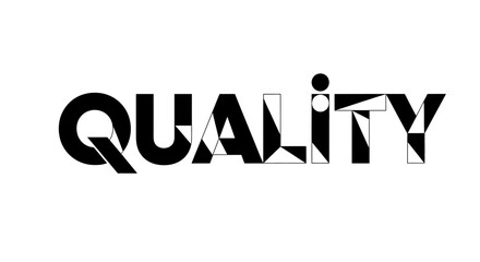 Bold typographic visualization of the word Quality a modern and geometric approach