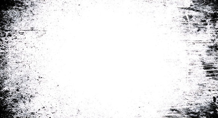 Black and white textured grunge border with distressed paint marks abstract