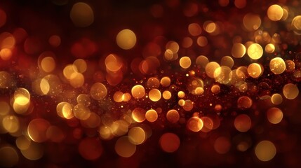 Golden bokeh lights creating a festive and elegant abstract background.