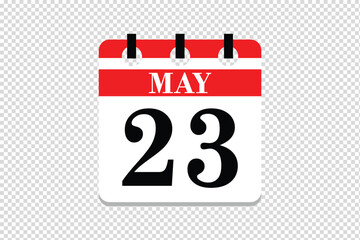 23 May Calendar icon vector, 23 dates of May month calendar icon, dates of May 23 icon calendar, vector calendar icon.