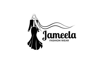 fashion muslim hijab logo design template illustration