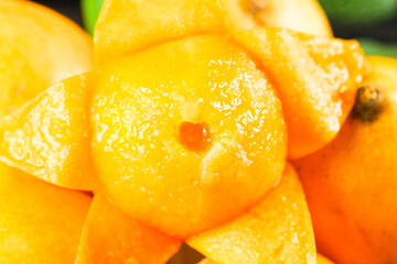 Fresh Yunnan Loquat Fruit Slices - Premium Golden Asian Fruit Close-up High Quality Photography