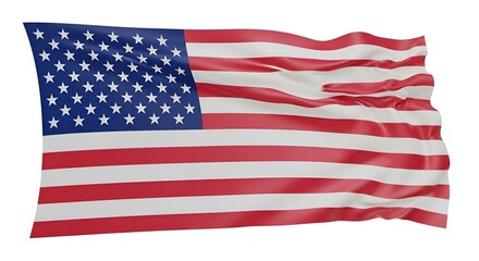 Obraz premium Patriotic Symbol: American Flag Waving Proudly Against a Clean White Background