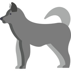 Stylized Gray Dog Standing Profile View Full Body Isolated on Transparent Background Digital Art