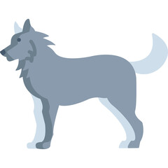 Stylized Gray Wolf Standing Profile View Minimalist Illustration With Transparent Background
