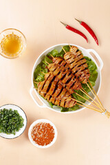 Handmade Henan Gluten Skewers with Chili Peppers and Tea - Traditional Chinese Homemade Street Food