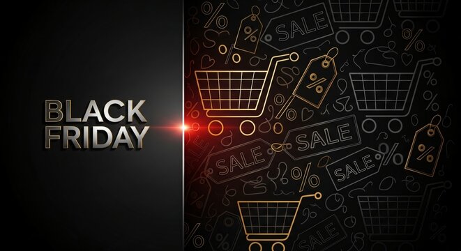 Black Friday Sales Event Shopping Deals Discounts Online Retail Offers & Cart Graphics