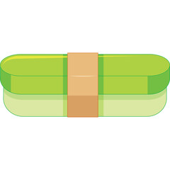 Stylized Green Sushi Roll With A Tan Band Isolated On A Transparent Background Vector Graphic