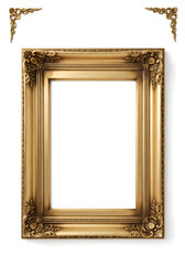 antique horizontal classical picture frame cutout, empty frame or blank frame 