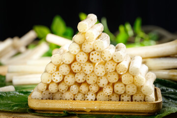 Fresh Lotus Root Vegetables from Honghu Lake - Traditional Asian Produce with Natural Holes Pattern