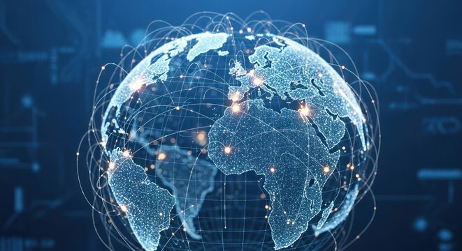 Global connectivity and digital network illustration, representing modern communication and