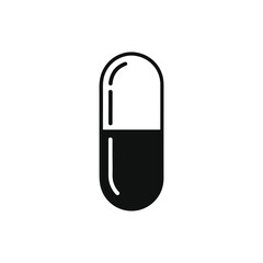 Pill capsule silhouette vector illustration isolated on white background