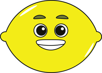 Cute fruits cartoon. Flat vector illustration. Cute fruit on white background