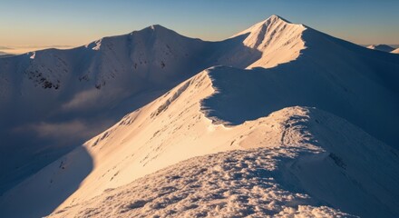 Dramatic alpine scenery showcasing majestic snow-capped peaks in winter wonderland