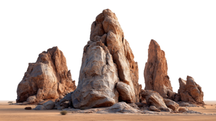 Set of massive boulders in a dry desert landscape, cut out