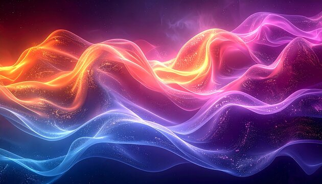 Abstract flowing waves of vibrant, neon-colored energy - Powered by Adobe
