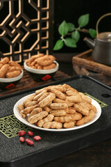 Fresh Raw Peanuts in Shell on White Plate - Healthy Natural Snack Food Photography