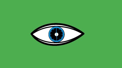 Animated eye with clock lens. Rotating hands. Futuristic vision concept. - Powered by Adobe