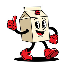 Groovy Milk Carton Mascot Giving Thumbs Up
