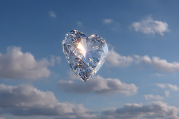a heart shaped diamond floating in the air