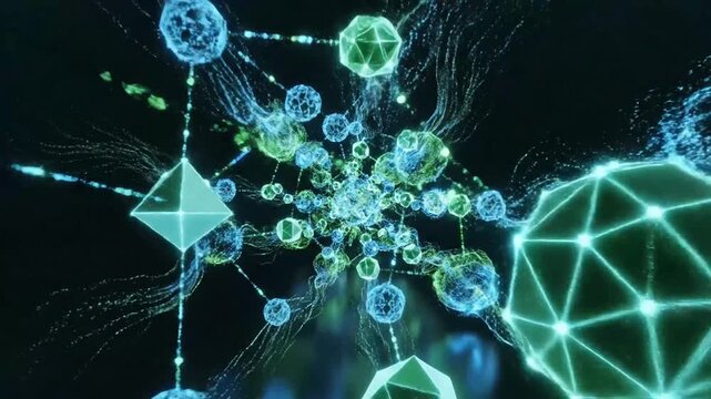 Geometric network of interconnected polyhedra