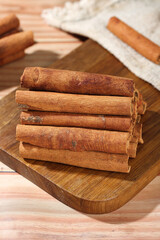 Guangxi Cinnamon Sticks Natural Aromatic Spice on Wooden Board