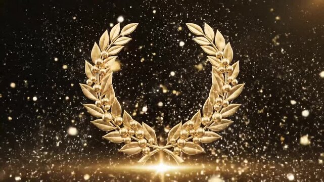 Golden wreath shines amidst cosmic dust