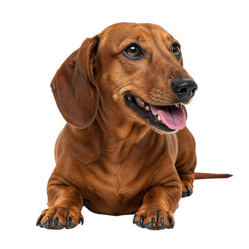 Brown dachshund dog isolated on transparent background