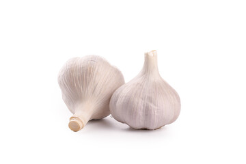 Fresh White Garlic Bulbs Isolated on White Background - Shandong Cooking Ingredient